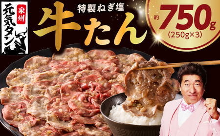 [定期便]ねぎ塩 牛たん 750g × 2回[小分け 250g×3P 牛タン 牛肉 焼肉用 薄切り 訳あり サイズ不揃い 2025年10月&2026年4月発送]