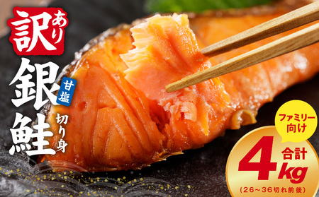 銀鮭 切り身 4kg[26-36切れ TVで紹介 訳あり サイズ不揃い 海鮮 魚介 鮭 さけ しゃけ お弁当 簡単調理 家計応援 ファミリー]