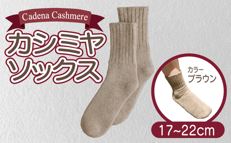 [Cadena Cashmere]カシミヤソックス(ブラウン、17〜22cm)