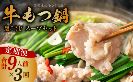 [定期便]牛もつ鍋セット 9人前 全3回