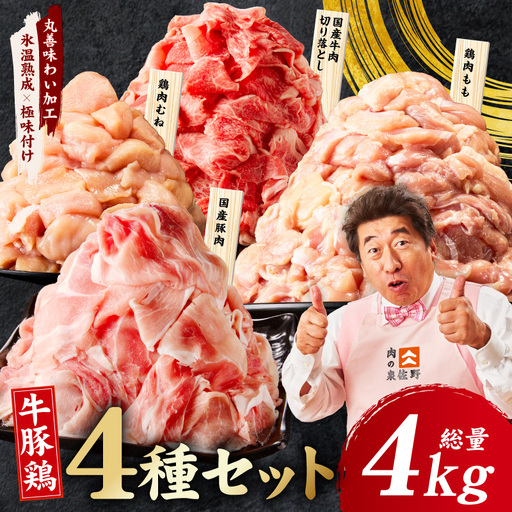 国産 牛豚鶏 4種セット 4kg 氷温熟成×極味付け