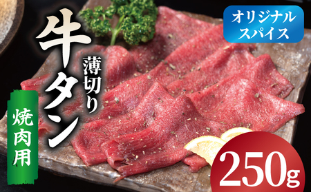 焼肉 牛タン 薄切り オリジナルスパイス 小分け お試し少量パック(250g×1P)
