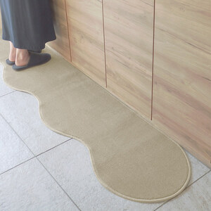 北欧風キッチンマット ラグマットタイプ 45×150cm ピーナッツ型 アッシュベージュ 抗菌防臭 SEK 織人しきもの屋工房