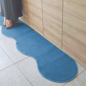 北欧風キッチンマット ラグマットタイプ 45×150cm ピーナッツ型 ブルームーン 抗菌防臭 SEK 織人しきもの屋工房