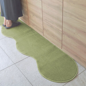 北欧風キッチンマット ラグマットタイプ 45×150cm ピーナッツ型 ピスタチオ 抗菌防臭 SEK 織人しきもの屋工房