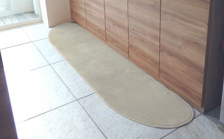 北欧風キッチンマット ラグマットタイプ 45×150cm ゆりかご型 アッシュベージュ 抗菌防臭 SEK 織人しきもの屋工房