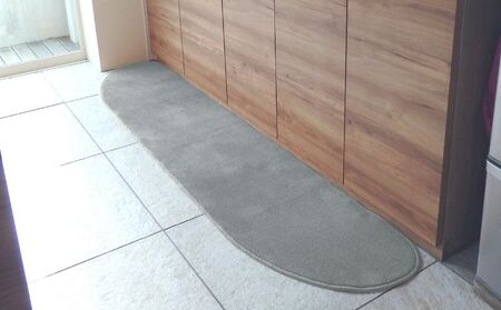 北欧風キッチンマット ラグマットタイプ 45×150cm ゆりかご型 シルバーグレー 抗菌防臭 SEK 織人しきもの屋工房