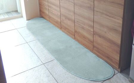 北欧風キッチンマット ラグマットタイプ 45×150cm ゆりかご型 アッシュミント 抗菌防臭 SEK 織人しきもの屋工房