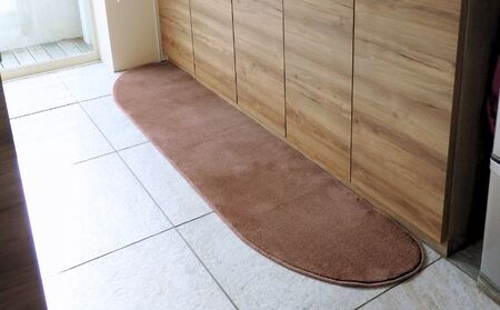 北欧風キッチンマット ラグマットタイプ 45×150cm ゆりかご型 ココア 抗菌防臭 SEK 織人しきもの屋工房