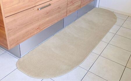北欧風キッチンマット ラグマットタイプ 65×210cm ゆりかご型 アッシュベージュ 抗菌防臭 SEK 織人しきもの屋工房