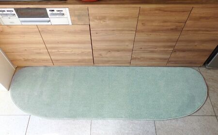 北欧風キッチンマット ラグマットタイプ 65×210cm ゆりかご型 アッシュミント 抗菌防臭 SEK 織人しきもの屋工房