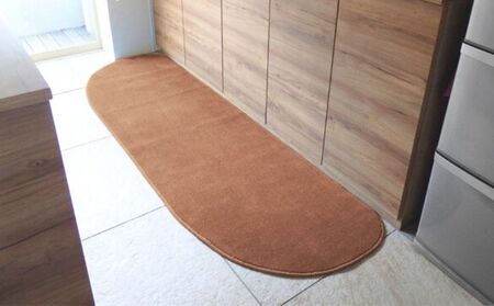 北欧風キッチンマット ラグマットタイプ 65×210cm ゆりかご型 オーカー 抗菌防臭 SEK 織人しきもの屋工房