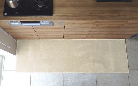 北欧風キッチンマット ラグマットタイプ 65×210cm ノーマル型 アッシュベージュ 抗菌防臭 SEK 織人しきもの屋工房