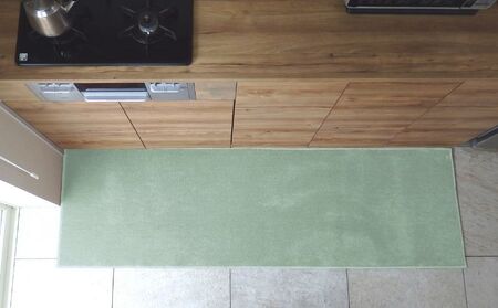 北欧風キッチンマット ラグマットタイプ 65×210cm ノーマル型 アッシュミント 抗菌防臭 SEK 織人しきもの屋工房