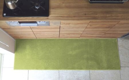 北欧風キッチンマット ラグマットタイプ 65×210cm ノーマル型 ピスタチオ 抗菌防臭 SEK 織人しきもの屋工房