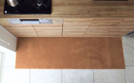 北欧風キッチンマット ラグマットタイプ 65×210cm ノーマル型 オーカー 抗菌防臭 SEK 織人しきもの屋工房