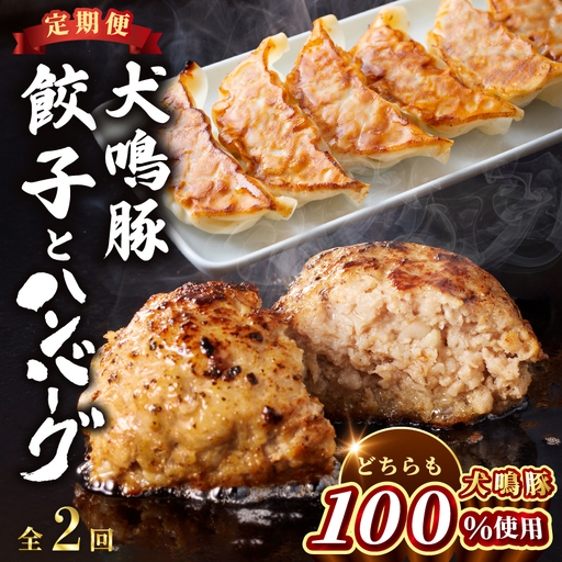【泉佐野ブランド豚】犬鳴豚餃子 75個／手作りプレミアムハンバーグ（10個入り） 全2回