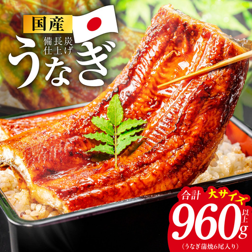 【特別規格】国産うなぎ蒲焼 960g以上（大サイズ6尾）