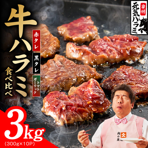 [3種食べ比べ]牛ハラミ肉 3kg(300g×10P)