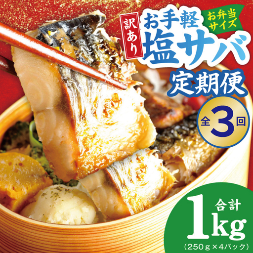 [定期便]塩さば 1kg(250g×4P)全3回