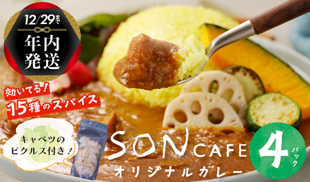 [年内発送]15種スパイスを使用したSONカフェ特製カレー 200g×4P&キャベツのピクルス×1P いずみピクルス NSW スピード発送[特別寄附金額]