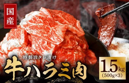 ＼数量限定／国産 牛ハラミ肉 1.5kg 特製旨タレ漬け 希少部位 氷温熟成 牛肉 お肉 味付き 訳あり 不揃い