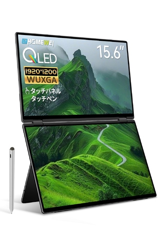 EHOMEWEI デュアルモニター QLED タッチパネル 15.6インチ 薄型6mm [1310]