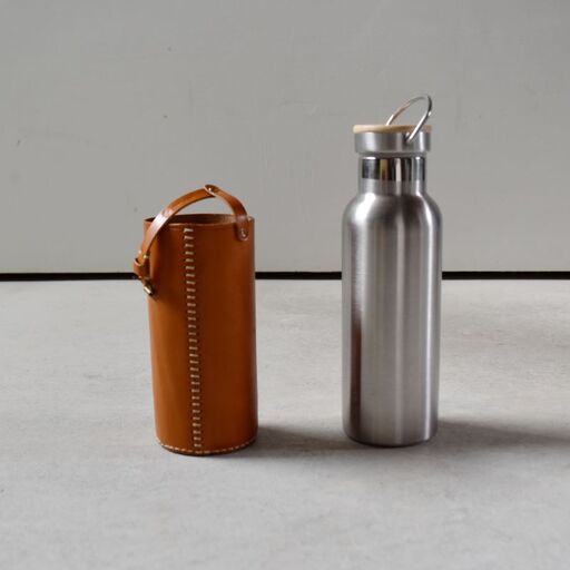 Teha’amana Bottle+Bottle Cover ステンレスボトル+革のボトルカバーセット ブラック ｜ テハマナ 革 皮 雑貨 おしゃれ ボトルカバー レザー 本革 ドリンク こだわりの逸品 地域特産品 ギフト 自分用 人気 おすすめ