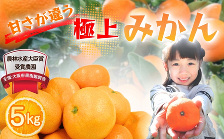 先行予約 2026年11月下旬より発送 [ 農林水産大臣賞受賞 ] 甘さが違う極上みかん 5kg 高糖度 甘い みかん 柑橘 フルーツ 家庭用 贈答用対応 ギフト 大阪府 河内長野市 角農園