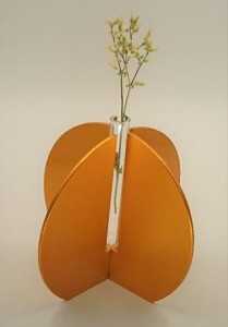アルミ一輪挿し(気球)オレンジ おしゃれ お花 フラワーベース 花瓶 シンプル 4色展開