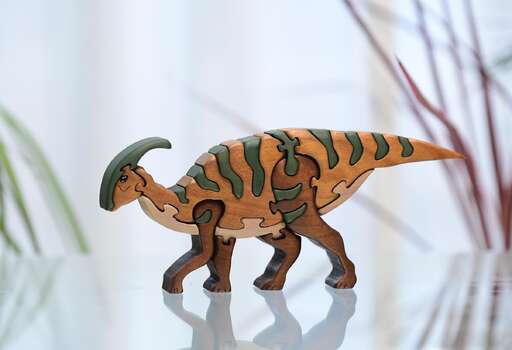 パラサウロロフス　色付き 恐竜 かわいい 置物 プレゼント 知育玩具 卓上 高級 手作り 木のおもちゃ 木育 玩具 雑貨 積み木 人気 送料無料｜こだわりの逸品 地域特産品 ギフト 自分用 人気 おすすめ 積木 つみき 木のおもちゃ 動物つみき バランス ごっこ遊び おもちゃ 木製玩具 男の子 女の子 子供 子ども 国産 安心 安全 出産祝い お祝い 贈り物 日本製 無塗装 ナチュラル 
