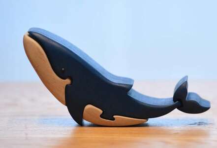 ブルーホエール(シロナガスクジラ)こども 知育玩具 木製パズル おもちゃ プレゼント 男の子 女の子 誕生日 クリスマス 子供 大人 ギフト つみき 積木 送料無料