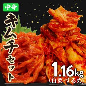 キムチ 2種 中辛白菜 するめ 1.16kg 小分け ごはんのお供 お米 米 ご飯 おつまみ キムチ鍋 チャーハン お取り寄せ グルメ 旬 野菜 海鮮 魚介 いか 1kg 160g 漬物 大阪府 松原市