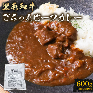 訳あり 黒毛和牛 ごろっと ビーフカレー 600g レトルト パウチ 200g×3袋 レトルトカレー 牛肉 カレー 和牛 贈答 お祝い 内祝い 贈り物 人気 ギフト プレゼント 贈答品 用 お取り寄せ 大阪府 松原市 ビーフカレー カレー 牛 黒毛和牛 訳あり 和牛 レトルトカレー 