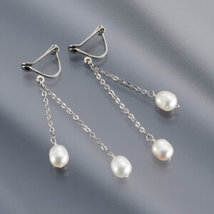 102510-1 揺れてエレガント「淡水パールソフトフィットイヤリング」