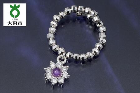 102107-1 「アメジスト&キュービックジルコニア」揺れるフリーリング