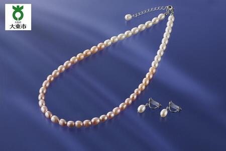 102306-1 淡水真珠ネックレス＆イヤリングセット