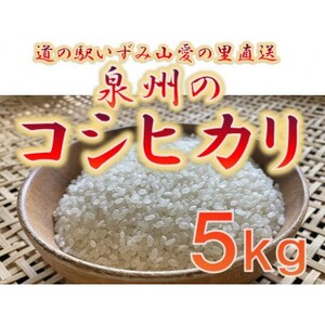 大阪府和泉市の農家さんが心を込めて作ったコシヒカリ 一袋5kg。道の駅で精米してお届けします。