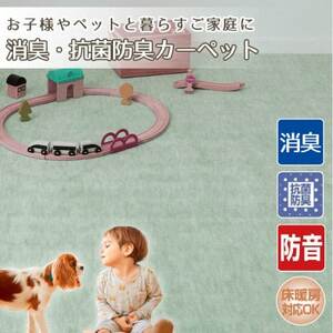 [3畳]お子様やペットと暮らすご家庭の快適カーペット グリーン(エミリア3畳GR)