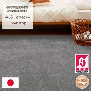 [江戸間3畳]やわらかな肌ざわりのオールシーズン防炎カーペット グレー(グロッソ3畳GY)