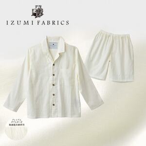 [男女兼用 サイズ:XL]長袖×半ズボン プレミアムガーゼパジャマ (カラー:パールホワイト)