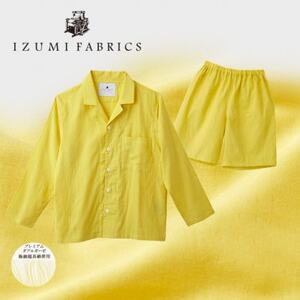 [男女兼用 サイズ:XL]長袖×半ズボン プレミアムガーゼパジャマ (カラー:ミモザイエロー)