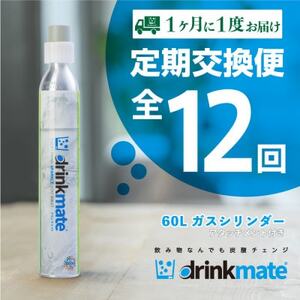 【毎月定期便】ドリンクメイト アタッチメント付き 60Lシリンダー交換用全12回【配送不可地域：沖縄県】【4055924】