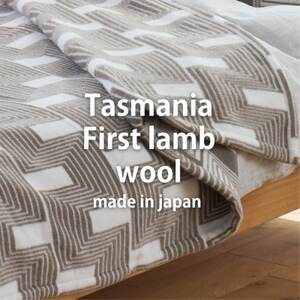 【セミダブルサイズ】洗えるタスマニアラムウール混毛布 160×200cm ブラウン OTW-SW【1555481】