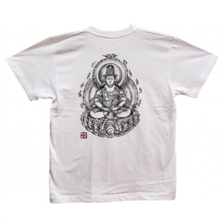 手描きTシャツ 仏画 大日如来 白 (半袖 Sサイズ)【1615070】