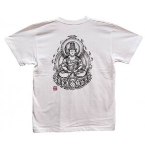 手描きTシャツ 仏画 大日如来 白 (半袖 XLサイズ)