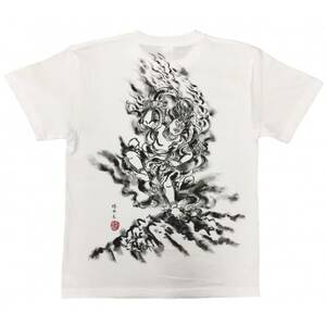手描きTシャツ 仏画 蔵王権現 白 (半袖 XLサイズ)