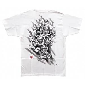 手描きTシャツ 仏画 大威徳明王 白 (半袖 XLサイズ)