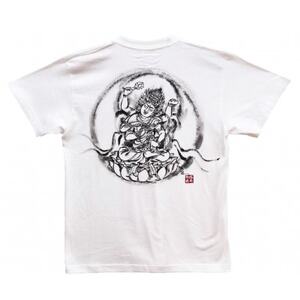 手描きTシャツ 仏画 愛染明王 白 (半袖 Lサイズ)