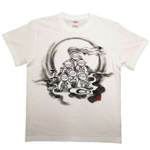 手描きTシャツ 仏画 六地蔵 白 (半袖 XLサイズ)